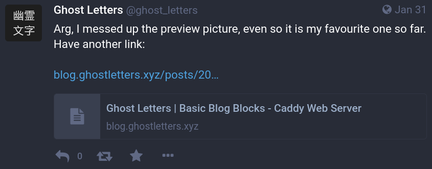 screenshot of mastodon post without preview pic